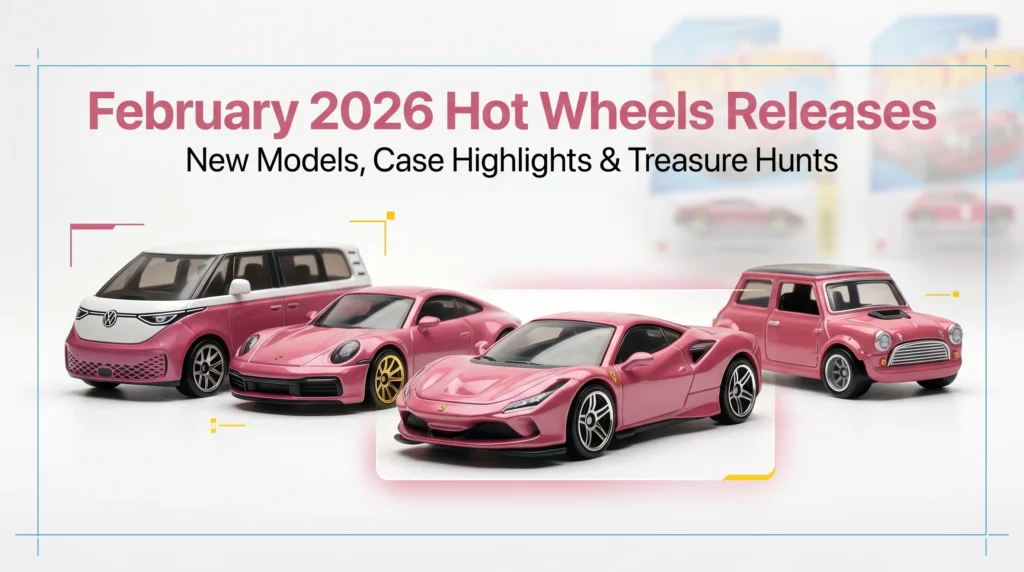 February 2026 Hot Wheels releases featuring new models and Treasure Hunts