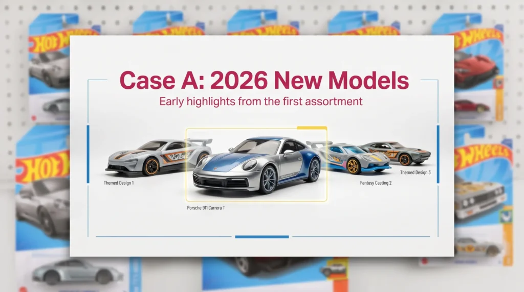 Hot Wheels 2026 Case A new models including Porsche 911 Carrera T