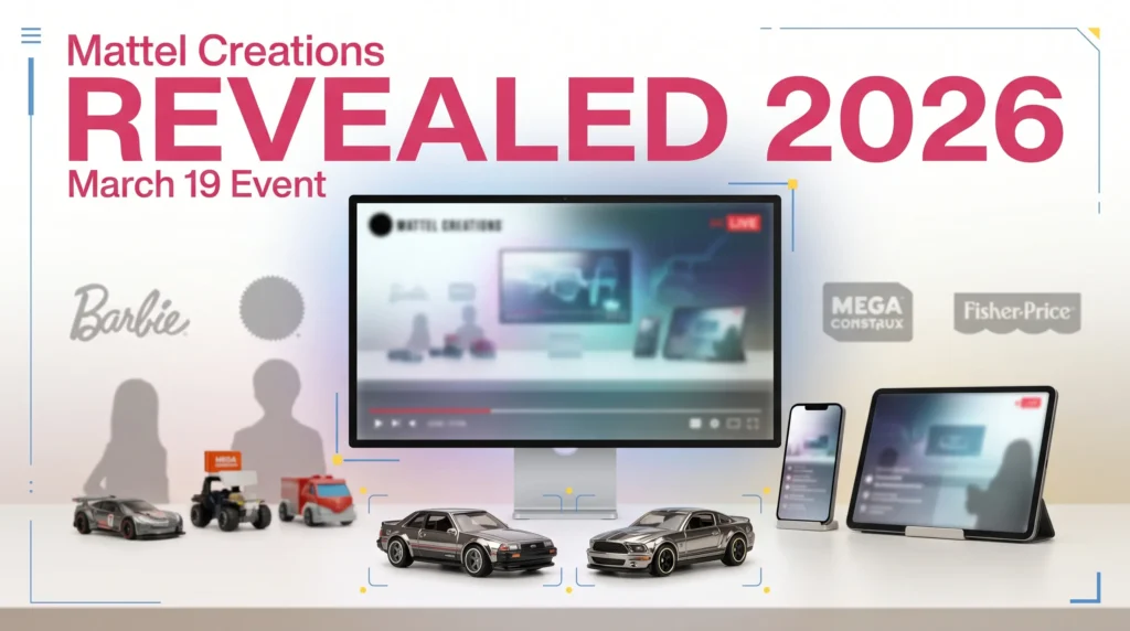 Mattel Creations REVEALED 2026 event display with Hot Wheels preview and livestream setup