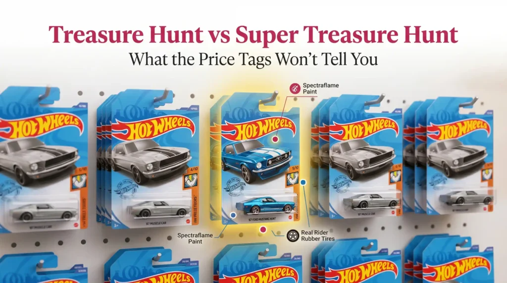 Hidden Super Treasure Hunt among Hot Wheels cars