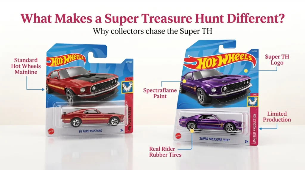 Super Treasure Hunt vs regular Hot Wheels comparison