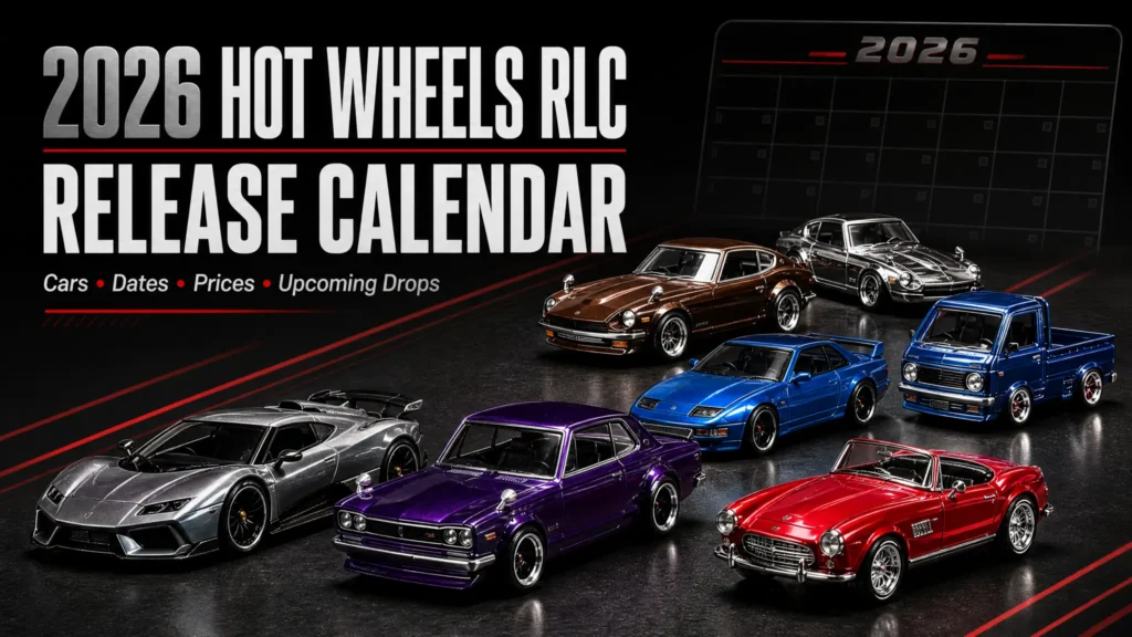 Premium die-cast cars representing the 2026 Hot Wheels RLC release calendar