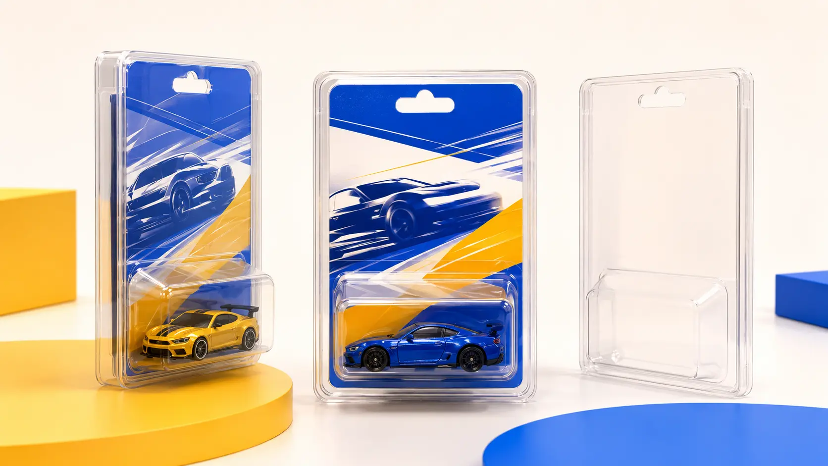 Clear protector sleeve designed for a standard carded die-cast car