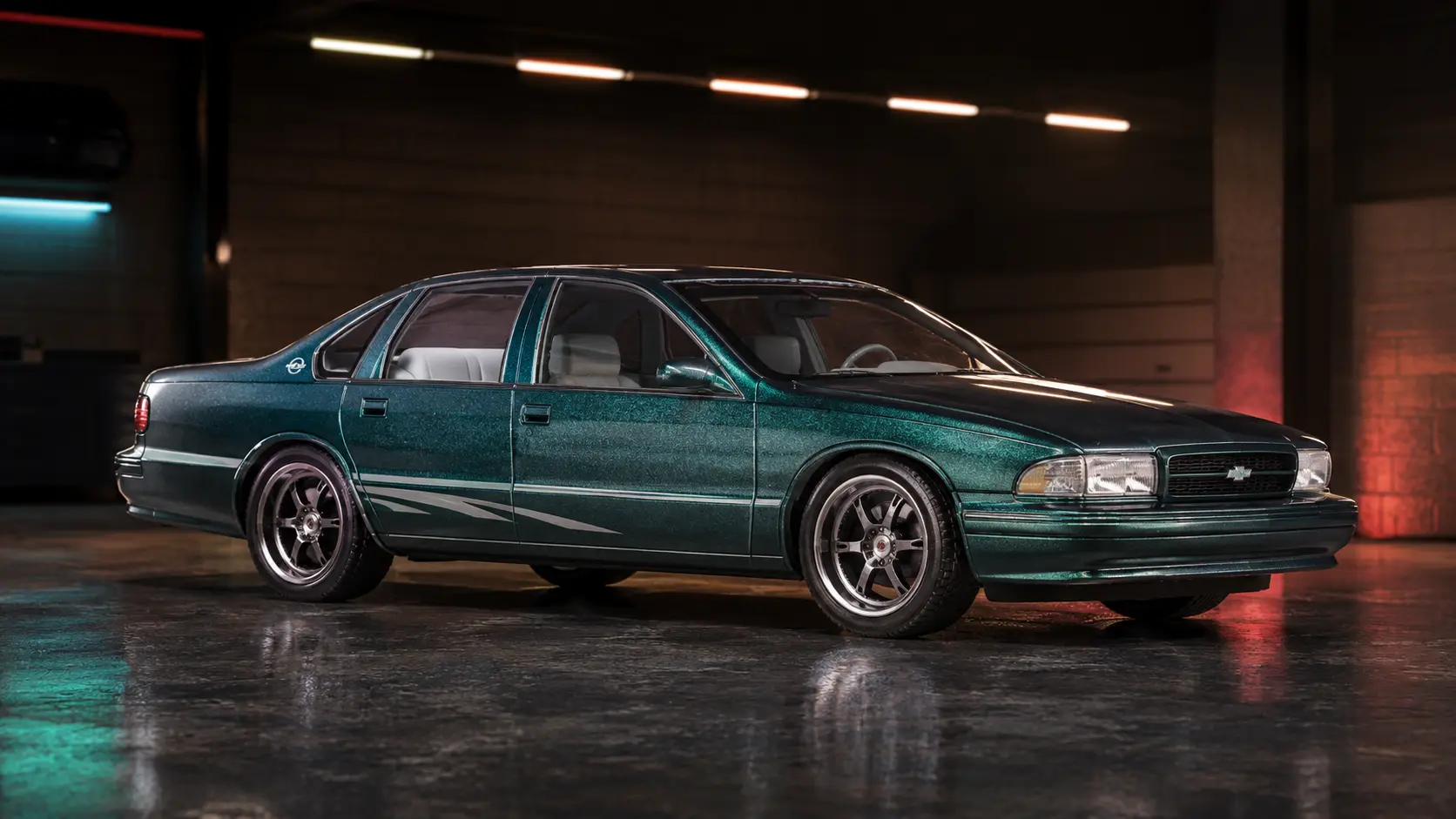 Metalflake Teal 1996 Chevrolet Impala SS from the collector-tracked 2026 Hot Wheels Case N