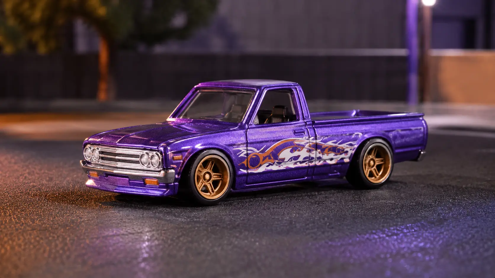 Metalflake Purple Datsun 620 from the collector-tracked 2026 Hot Wheels Case N