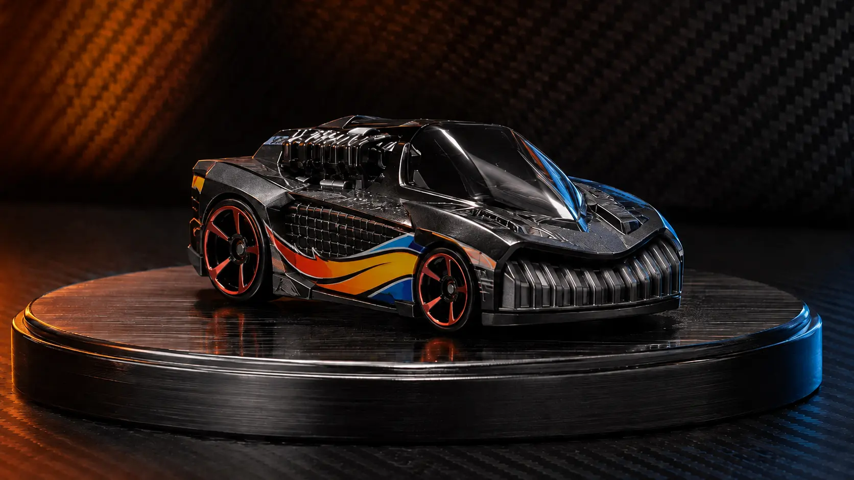 Black 2026 Hot Wheels Go-Realla-Fast fantasy casting from the collector-tracked Case N Trophy Case series