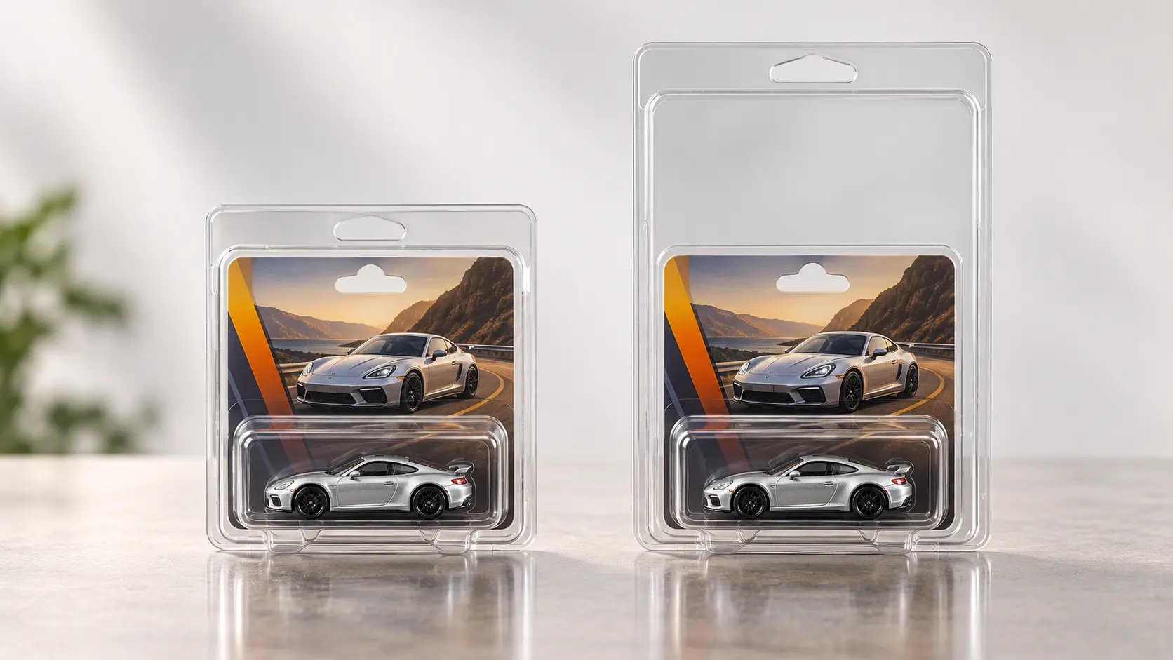 European short card compared in correctly sized short-card case and taller US long-card protector